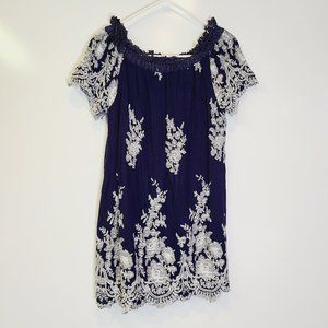 Altard State Blue Embroidered Boho Mini Dress Womens Small